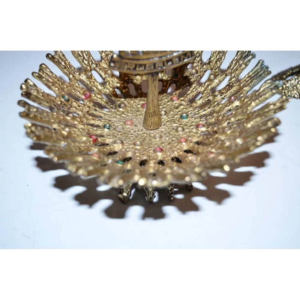Vtg Brutalst Nuts Table Server bowl nutcracker Jerusalem Israel Lions‎ of Judah